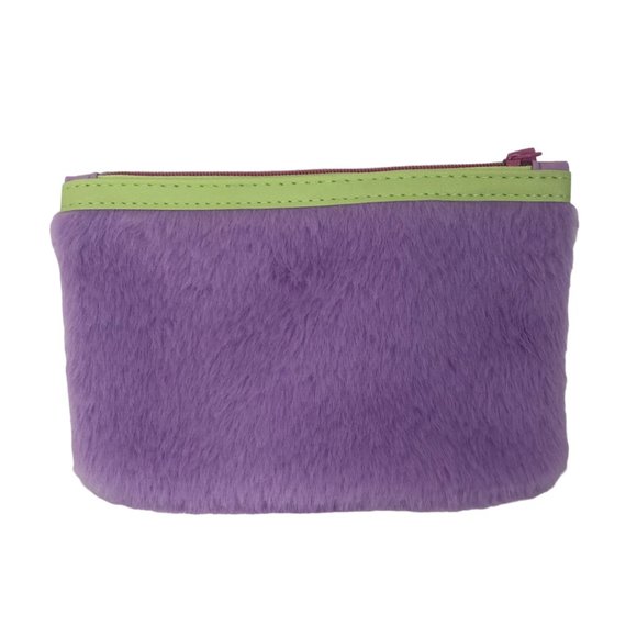 Ipsy Purple Faux Fur Zippered Bag w/ Charm Cosmetics Makeup Pouch Coin Boujee - Picture 2 of 4